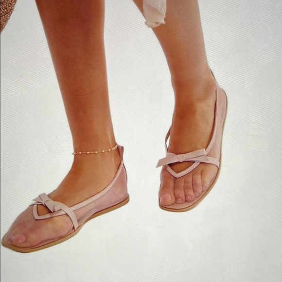Free People Cloud Pink Bow Mesh Flats - Picture 4 of 7